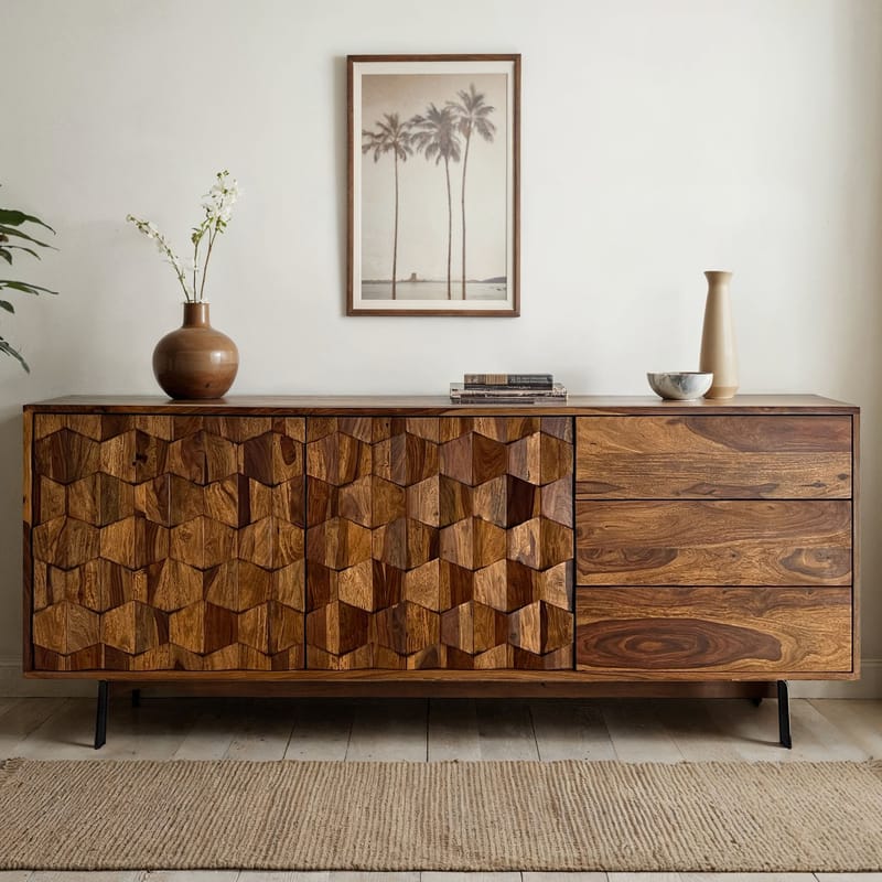 Belino skjenk 175 cm industriell stil - varm brun og svart - Oppbevaring - Oppbevaringsmøbler - Sideboard & skjenk