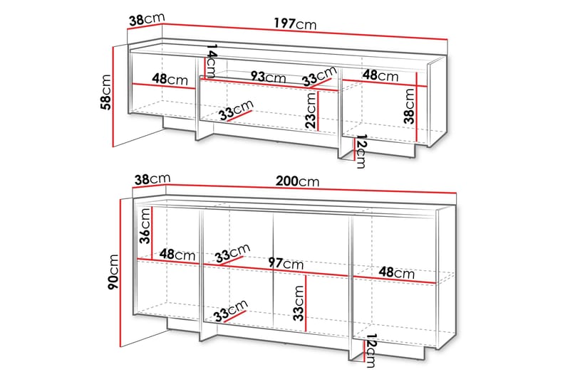 Bellia Møbelsett Til Stue - Brun - Oppbevaring - Oppbevaringsmøbler - Møbelsett til stue