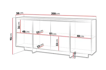 Bellia Skjenk 200x38 cm - Brun - Oppbevaring - Oppbevaringsmøbler - Sideboard & skjenk