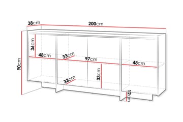 Bellia Skjenk 200x38 cm - Brun/Hvit - Oppbevaring - Oppbevaringsmøbler - Sideboard & skjenk