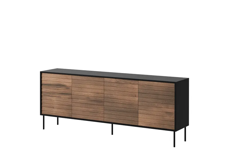 Belonger Kommode 200 cm, Svart/Valnøtt