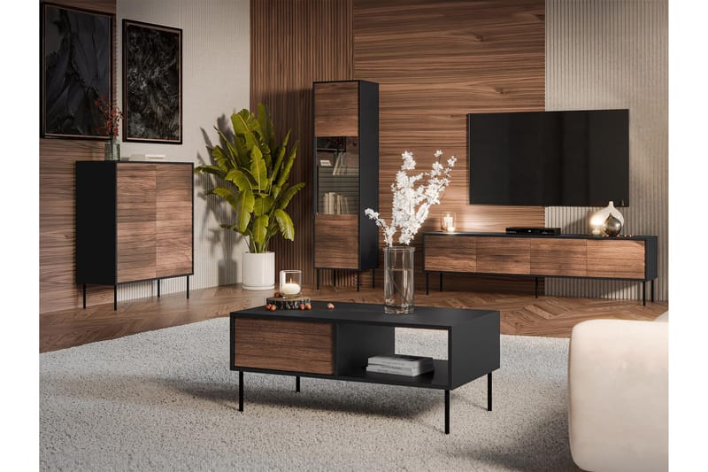 Belonger Møbelsett for Stue - Svart/Valnøtt - Oppbevaring - Oppbevaringsmøbler - Møbelsett til stue