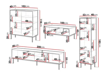 Belonger Møbelsett for Stue - Svart/Valnøtt - Oppbevaring - Oppbevaringsmøbler - Møbelsett til stue