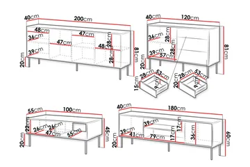 Belonger Møbelsett for Stue - Svart/Valnøtt - Oppbevaring - Oppbevaringsmøbler - Møbelsett til stue