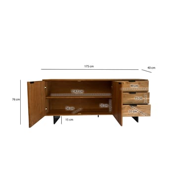 Belova skjenk 175 cm - naturfarget akasie og svart - Oppbevaring - Oppbevaringsmøbler - Sideboard & skjenk