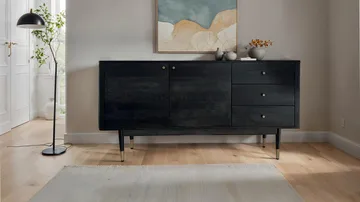 Beluna skjenk 160 cm - dypsvart med gullfargede detaljer - Oppbevaring - Oppbevaringsmøbler - Sideboard & skjenk