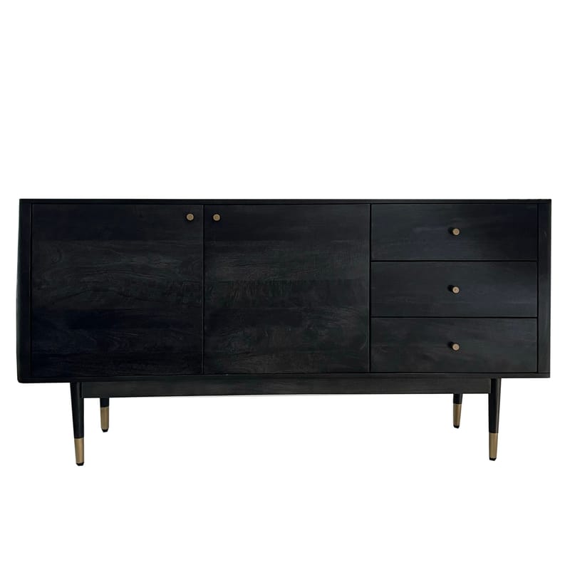 Beluna skjenk 160 cm - dypsvart med gullfargede detaljer - Oppbevaring - Oppbevaringsmøbler - Sideboard & skjenk
