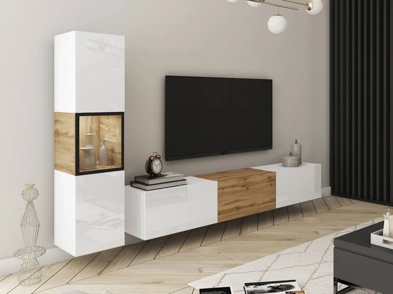 Bergfelde TV-enhet 2 deler med Belysning - Oppbevaring - Oppbevaringsmøbler - Møbelsett til stue