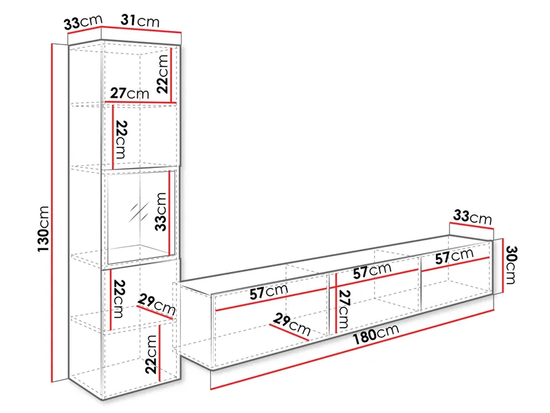 Bergfelde TV-enhet 2 deler - Oppbevaring - Oppbevaringsmøbler - Møbelsett til stue