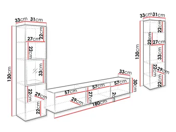 Bergfelde TV-enhet 3 deler med Belysning - Oppbevaring - Oppbevaringsmøbler - Møbelsett til stue