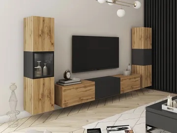 Bergfelde TV-enhet 3 deler med Belysning - Oppbevaring - Oppbevaringsmøbler - Møbelsett til stue