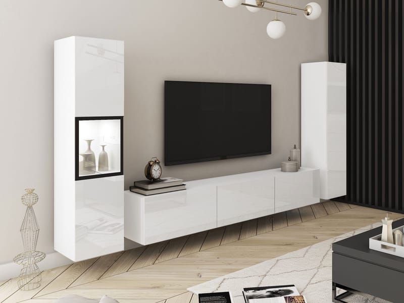 Bergfelde TV-enhet 3 deler med Belysning - Oppbevaring - Oppbevaringsmøbler - Møbelsett til stue