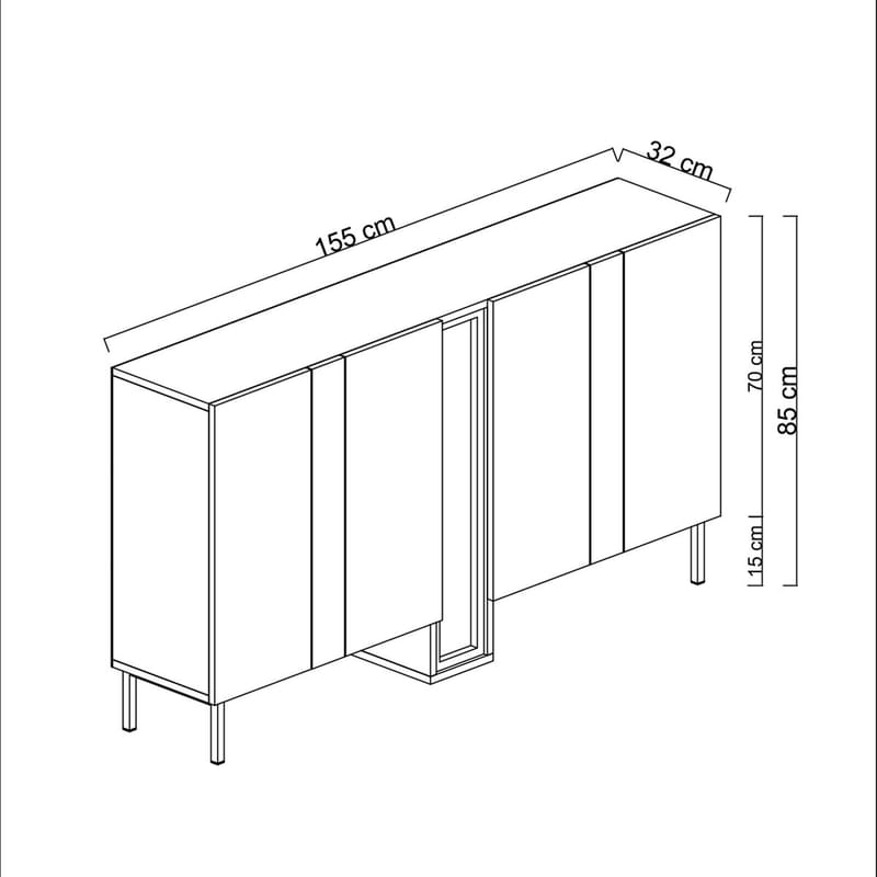 Berriaren Konsollbord 155 cm - Antrasitt - Oppbevaring - Oppbevaringsmøbler - Sideboard & skjenk