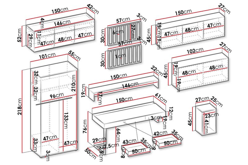 Beste Stuemøbelsett - Brun/Beige - Oppbevaring - Oppbevaringsmøbler - Møbelsett til stue