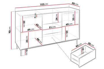 Bjurholm Kommode 153 cm - Hvit - Oppbevaring - Oppbevaringsmøbler - Kommode