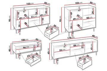 Bjurholm Møbelsett for Stue - Hvit - Oppbevaring - Oppbevaringsmøbler - Møbelsett til stue