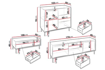 Bjurholm Møbelsett for Stue - Svart - Oppbevaring - Oppbevaringsmøbler - Møbelsett til stue