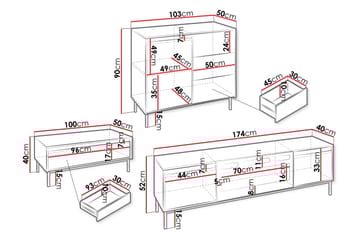 Bjurholm Møbelsett Til Stue - Beige - Oppbevaring - Oppbevaringsmøbler - Møbelsett til stue