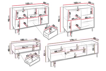 Bjurholm Møbelsett Til Stue - Beige - Oppbevaring - Oppbevaringsmøbler - Møbelsett til stue