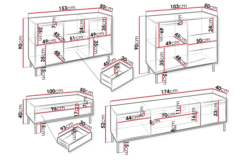 Bjurholm Møbelsett Til Stue - Beige - Oppbevaring - Oppbevaringsmøbler - Møbelsett til stue