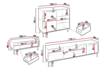 Bjurholm Møbelsett Til Stue - Svart - Oppbevaring - Oppbevaringsmøbler - Møbelsett til stue
