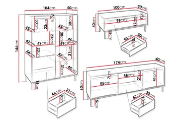 Bjurholm Møbelsett Til Stue - Svart - Oppbevaring - Oppbevaringsmøbler - Møbelsett til stue