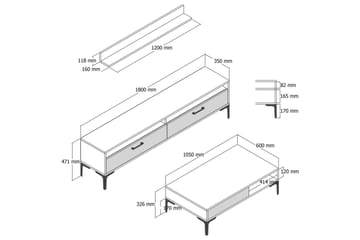 Brutorp Møbelsett for Stue - Valnøtt - Oppbevaring - Oppbevaringsmøbler - Møbelsett til stue