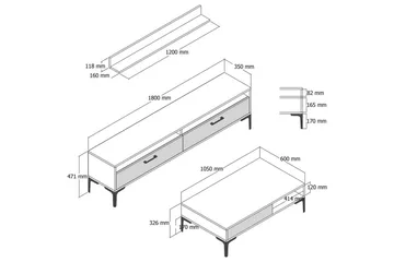 Brutorp Møbelsett for Stue - Valnøtt - Oppbevaring - Oppbevaringsmøbler - Møbelsett til stue
