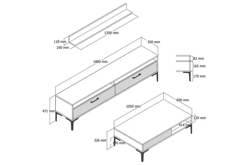 Brutorp Møbelsett for Stue - Valnøtt - Oppbevaring - Oppbevaringsmøbler - Møbelsett til stue