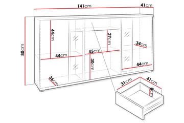 Bunta Skjenk 141x41 cm - Brun/Hvit - Oppbevaring - Oppbevaringsmøbler - Sideboard & skjenk