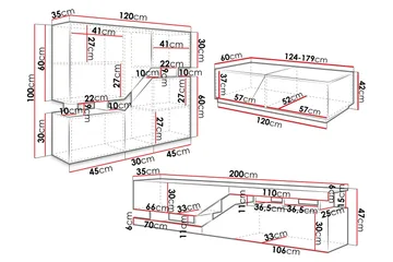 Ceelias Møbelsett for Stue - Antrasitt - Oppbevaring - Oppbevaringsmøbler - Møbelsett til stue