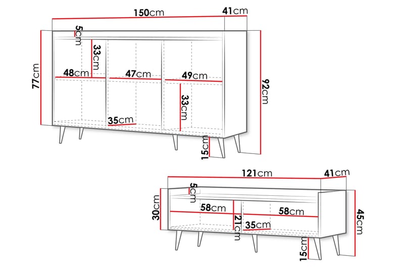 Chiku Møbelsett til Stue - Beige - Oppbevaring - Oppbevaringsmøbler - Møbelsett til stue