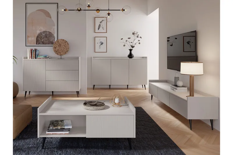 Chiku Møbelsett til Stue - Beige - Oppbevaring - Oppbevaringsmøbler - Møbelsett til stue