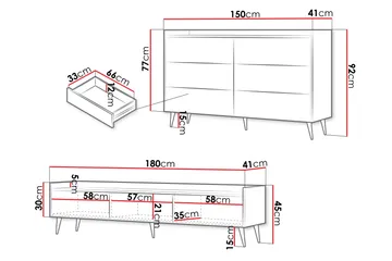 Chiku Møbelsett til Stue - Beige - Oppbevaring - Oppbevaringsmøbler - Møbelsett til stue