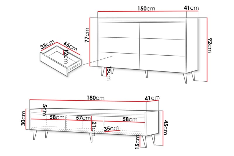 Chiku Møbelsett til Stue - Beige - Oppbevaring - Oppbevaringsmøbler - Møbelsett til stue