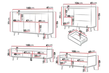 Chiku Møbelsett til Stue - Beige - Oppbevaring - Oppbevaringsmøbler - Møbelsett til stue