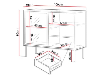 Claven skjenk 100 cm - beige - Oppbevaring - Oppbevaringsmøbler - Sideboard & skjenk