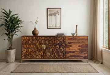 Coruna skjenk 180 cm - varm mørkebrun og gull - Oppbevaring - Oppbevaringsmøbler - Sideboard & skjenk