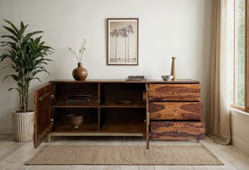 Coruna skjenk 180 cm - varm mørkebrun og gull - Oppbevaring - Oppbevaringsmøbler - Sideboard & skjenk