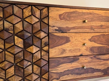 Coruna skjenk 180 cm - varm mørkebrun og gull - Oppbevaring - Oppbevaringsmøbler - Sideboard & skjenk