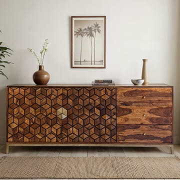 Coruna skjenk 180 cm - varm mørkebrun og gull - Oppbevaring - Oppbevaringsmøbler - Sideboard & skjenk