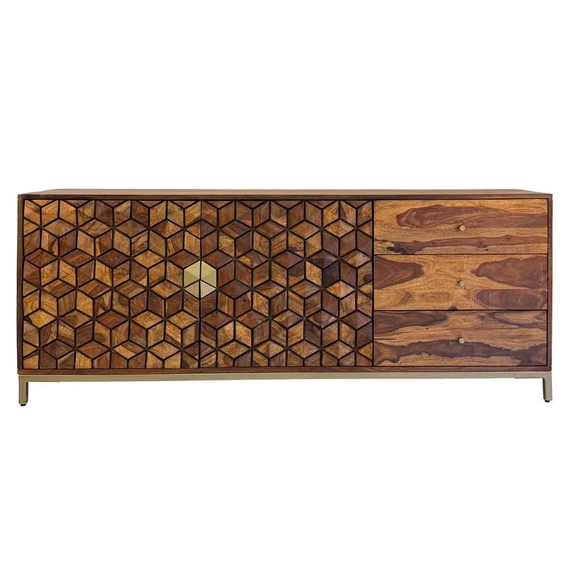 Coruna skjenk 180 cm - varm mørkebrun og gull - Oppbevaring - Oppbevaringsmøbler - Sideboard & skjenk