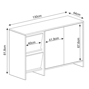 Crala Konsoll 130x81,8x44 cm - Hvit - Oppbevaring - Oppbevaringsmøbler - Sideboard & skjenk
