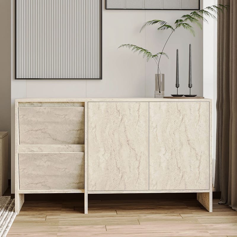 Crala Konsoll 130x81,8x44 cm - Travertin - Oppbevaring - Oppbevaringsmøbler - Sideboard & skjenk