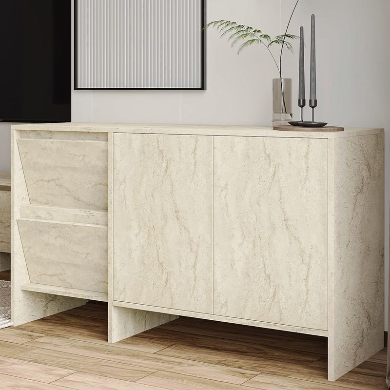 Crala Stuemøbelsett 160x40x35 cm - Travertin - Oppbevaring - Oppbevaringsmøbler - Møbelsett til stue