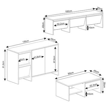 Crala Stuemøbelsett 160x40x35 cm - Valnøtt - Oppbevaring - Oppbevaringsmøbler - Møbelsett til stue