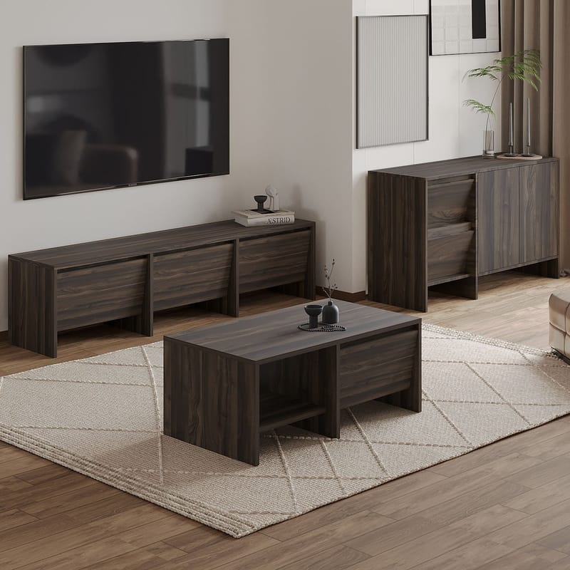 Crala Stuemøbelsett 160x40x35 cm - Valnøtt - Oppbevaring - Oppbevaringsmøbler - Møbelsett til stue