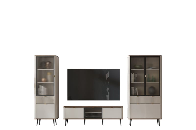 Cucina Møbelsett For Stue - Beige/Brun - Oppbevaring - Oppbevaringsmøbler - Møbelsett til stue