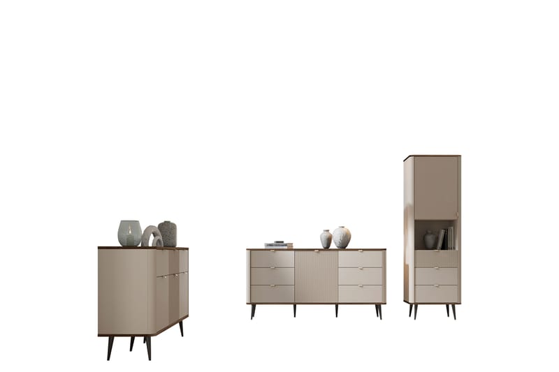 Cucina Møbelsett For Stue - Beige/Brun - Oppbevaring - Oppbevaringsmøbler - Møbelsett til stue