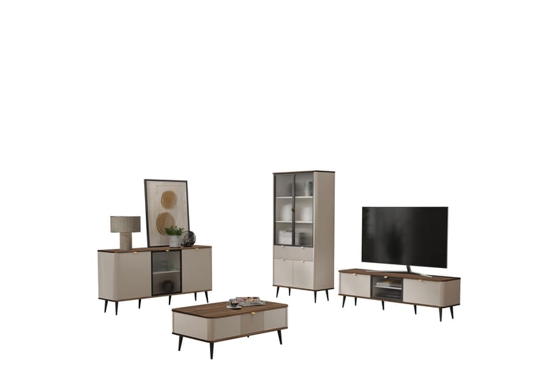 Cucina Møbelsett For Stue - Beige/Grå - Oppbevaring - Oppbevaringsmøbler - Møbelsett til stue